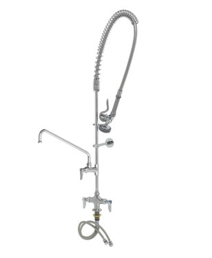 Pre-Rinse Unit:Long Height Double Lever Single Hole Deck Mount and Add-on Faucet with 12" spout C8445 aluids