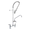 4" Center Deck Mount Pre-Rinse -1.15 GPM with Wall Bracket and Add on Faucet with 8 Spout C8573 aluids