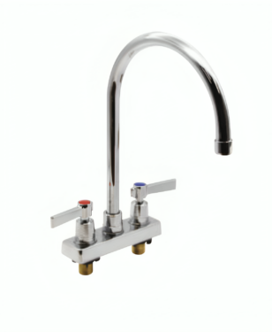 Deck-mounted faucet with 8 1/2" gooseneck spout