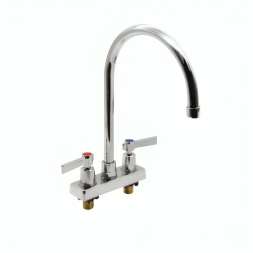 Deck-mounted faucet with 8 1/2" gooseneck spout